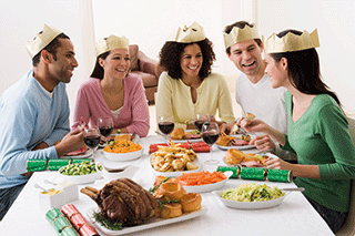 A group of people having Christmas dinner