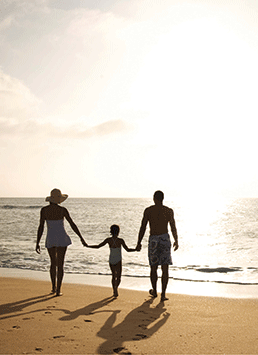 A family on a beach